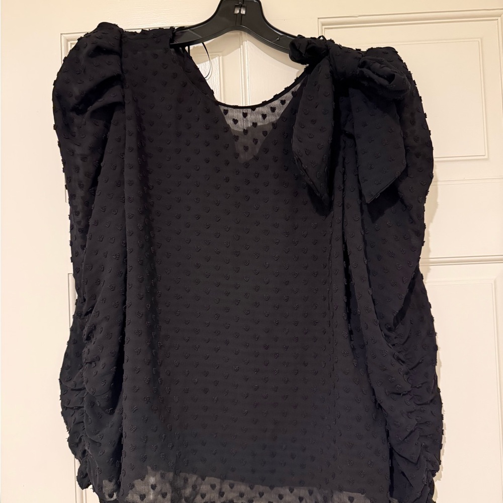 Black Women's Top with Shoulder Bow